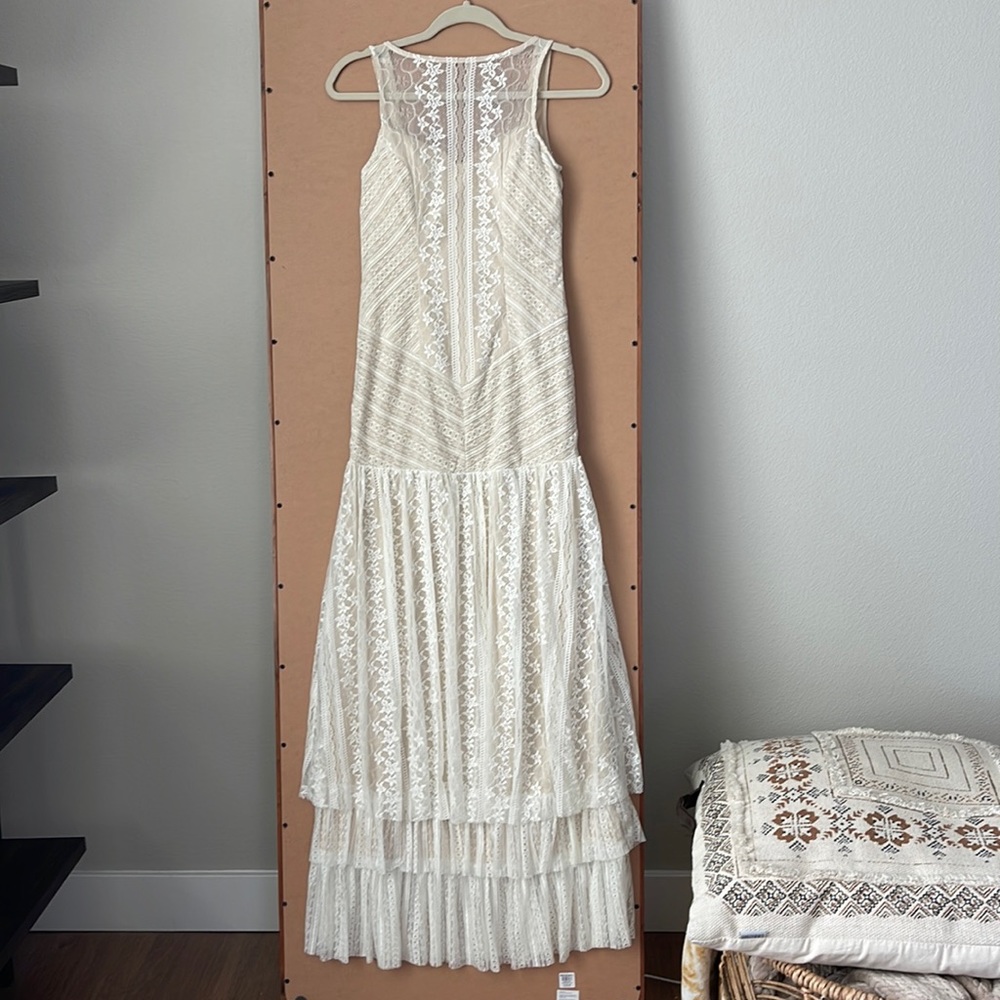 Minuet Dress White Nude Lace Overlay
